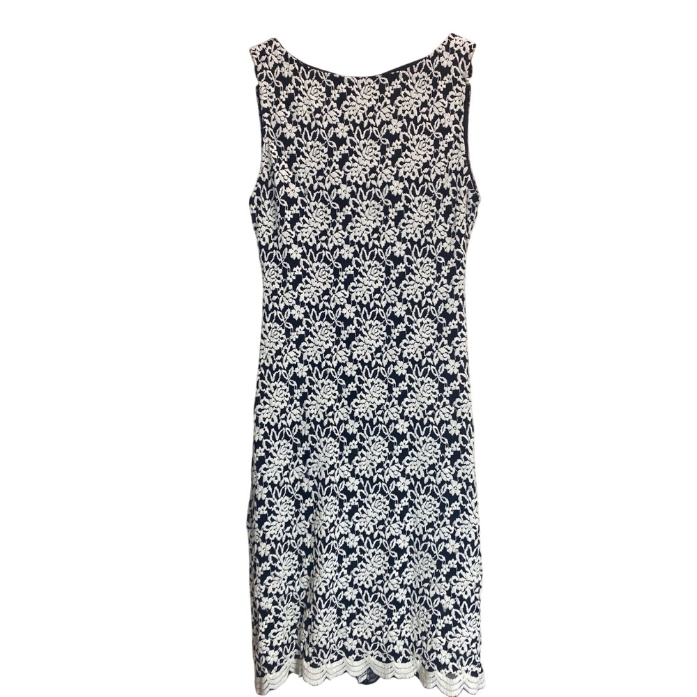 Alice + Olivia Black White Floral Lace Open Back Sheath Dress Size‎ 4